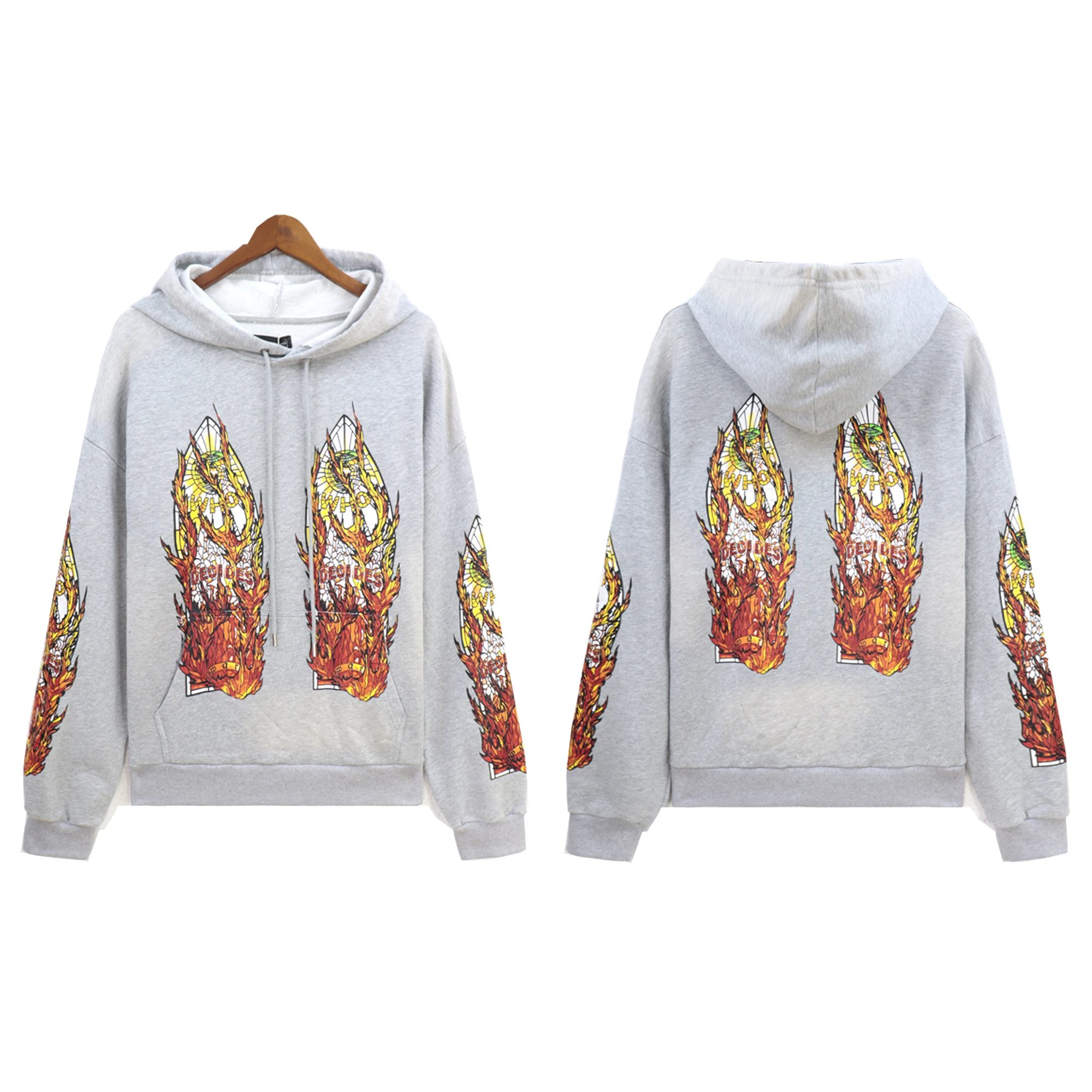 High Quality Vintage Oversize Sweatshirt Streetwear Who Decide WAR Hoodie Descent Hooded Wholesale Heavyweight Men's Hoody