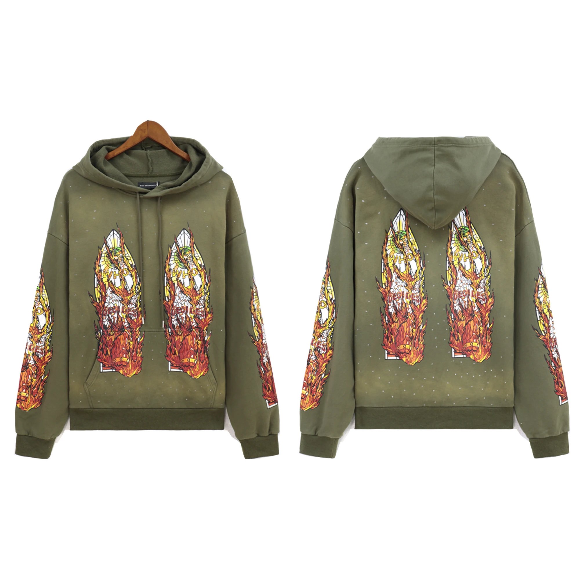High Quality Vintage Oversize Sweatshirt Streetwear Who Decide WAR Hoodie Descent Hooded Wholesale Heavyweight Men's Hoody