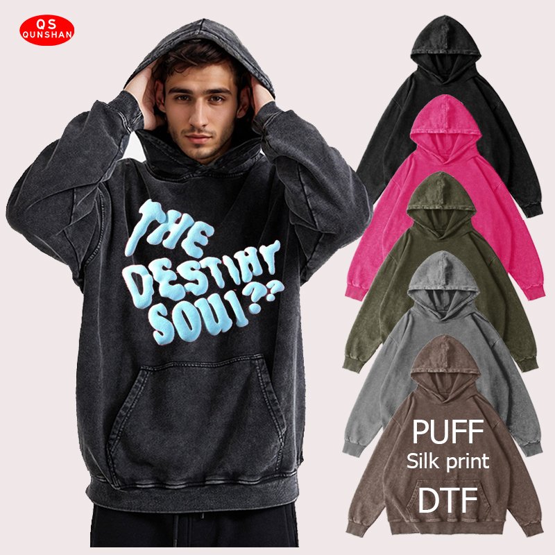 men hoodies with pants sun faded 350 gsm Heavyweight unisex cotton for acid wash oversized streetwear Custom logo Hoodie suit