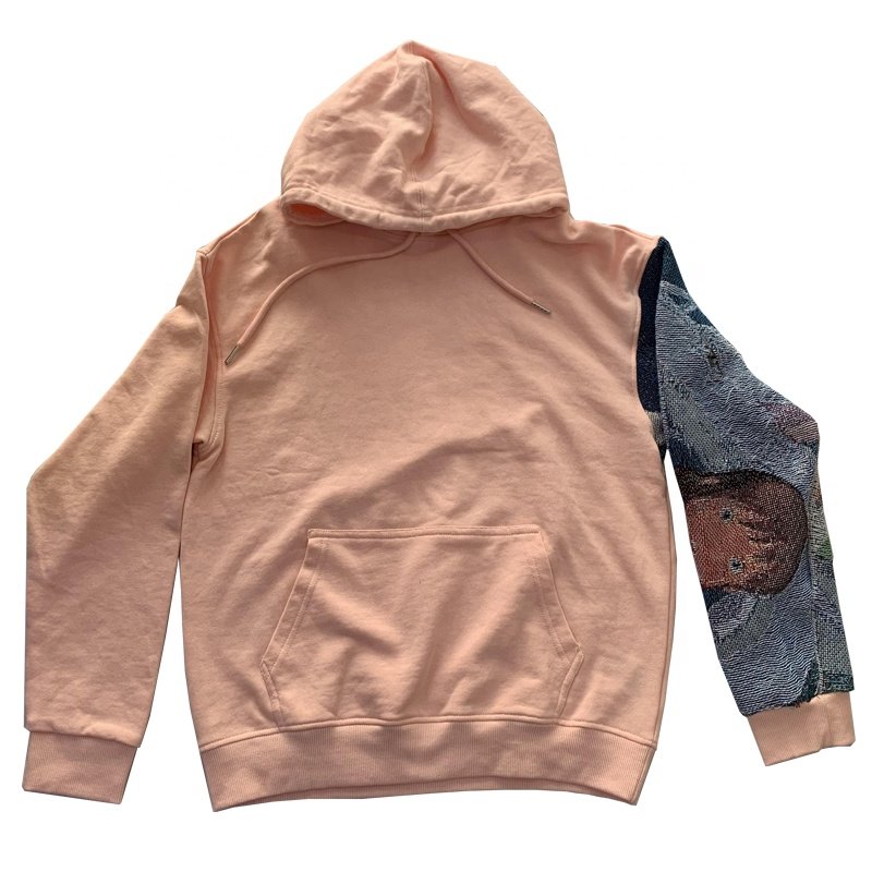 Custom patchwork Tapestry hoodie sleeves woven Blanket hoodie Jacquard sweatshirt men's hoodie