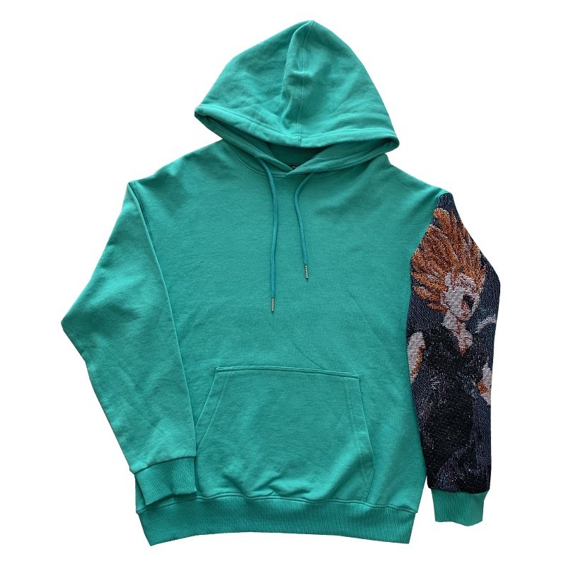 Custom patchwork Tapestry hoodie sleeves woven Blanket hoodie Jacquard sweatshirt men's hoodie