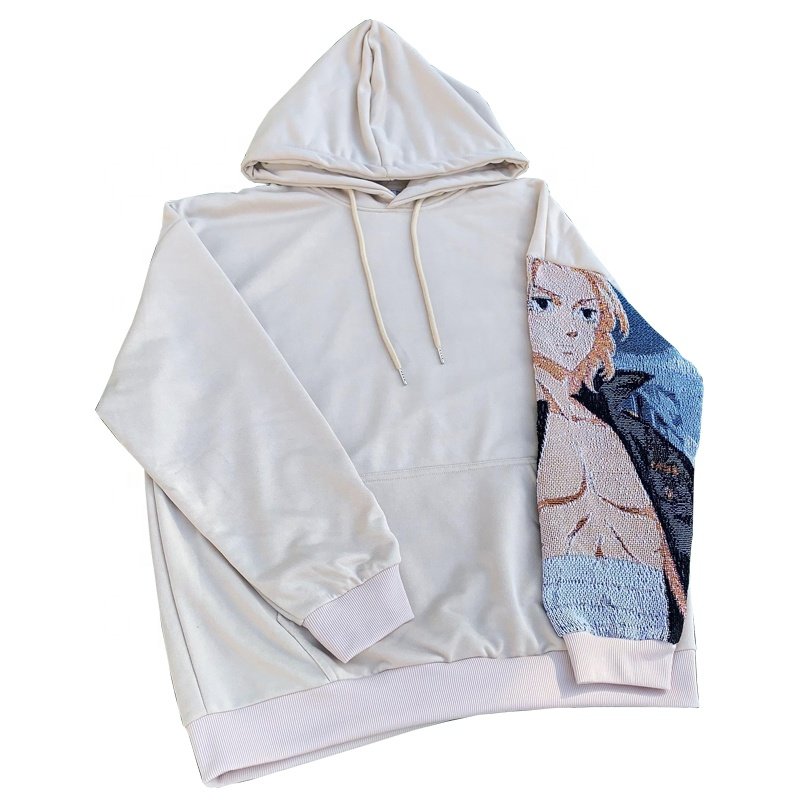 Custom patchwork Tapestry hoodie sleeves woven Blanket hoodie Jacquard sweatshirt men's hoodie