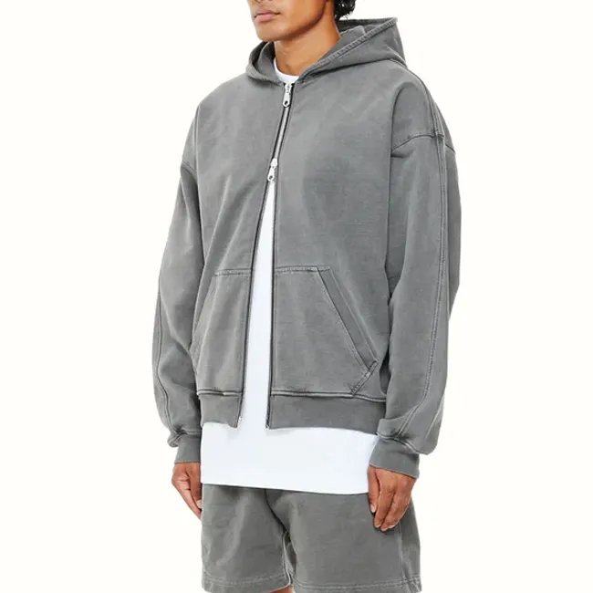 MENS Men's Hoodies & Sweatshirts Mens Zip Up Hoodies Oversized Acid Wash Zip Through Hoodie