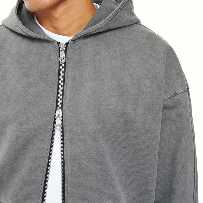 MENS Men's Hoodies & Sweatshirts Mens Zip Up Hoodies Oversized Acid Wash Zip Through Hoodie