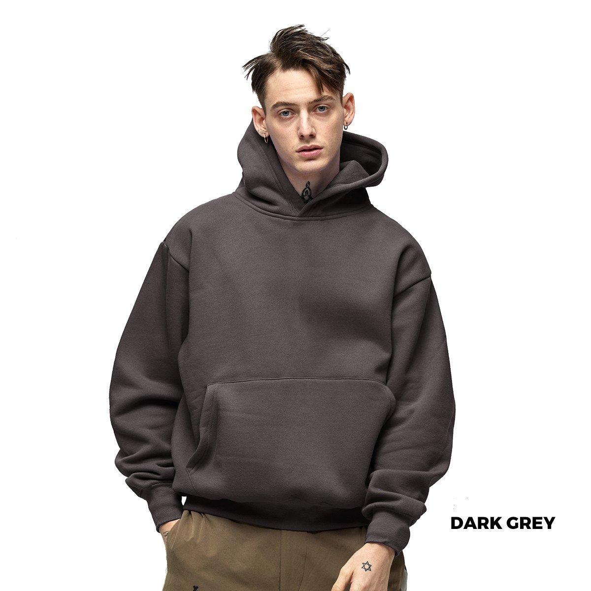 Wholesale 380g Thick Plain Coloured Heavyweight Hoodie Customized Oversize Men's Hoodies & Sweatshirts Boy
