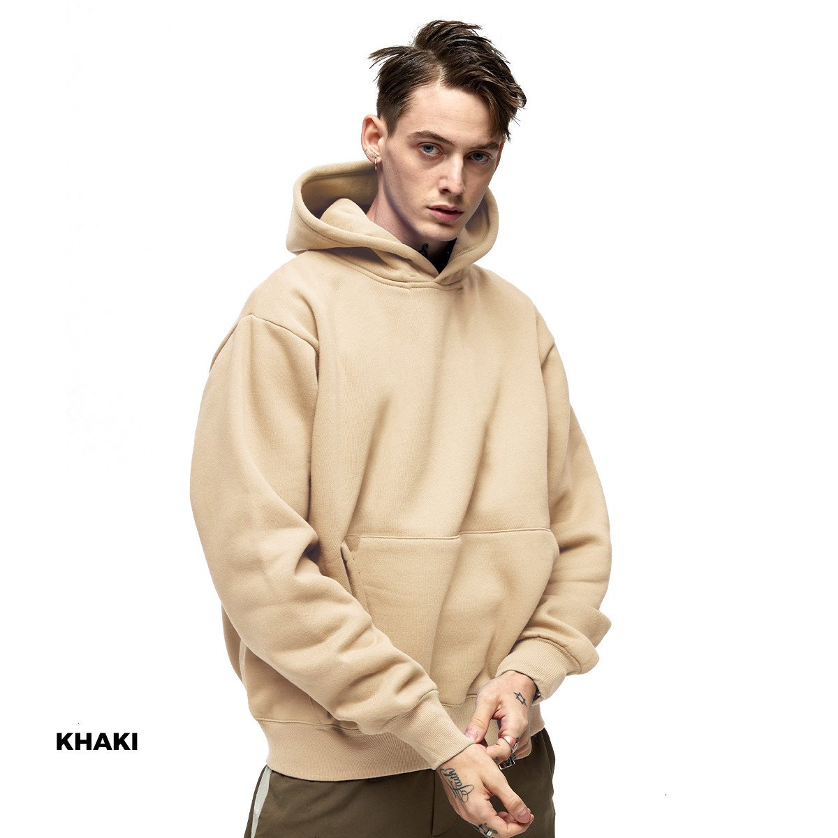 Wholesale 380g Thick Plain Coloured Heavyweight Hoodie Customized Oversize Men's Hoodies & Sweatshirts Boy