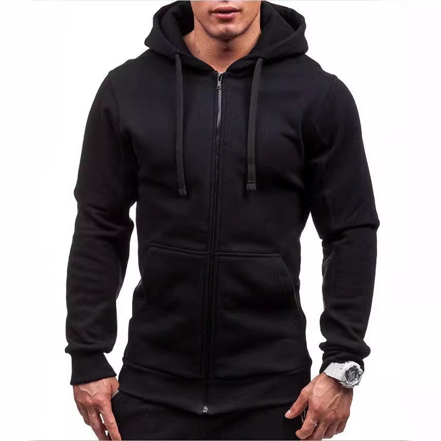 Full zipper outdoor men's knit solid color hoodies & sweatshirts men's spring autumn winter top fleece jacket