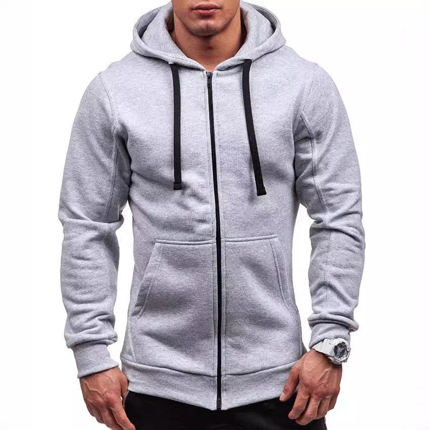Full zipper outdoor men's knit solid color hoodies & sweatshirts men's spring autumn winter top fleece jacket
