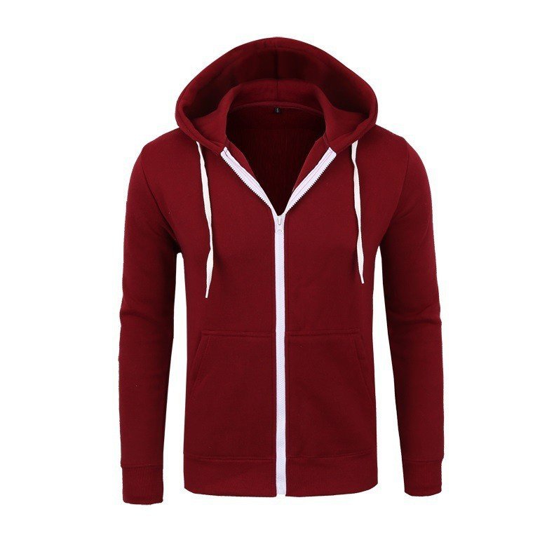 Full zipper outdoor men's knit solid color hoodies & sweatshirts men's spring autumn winter top fleece jacket