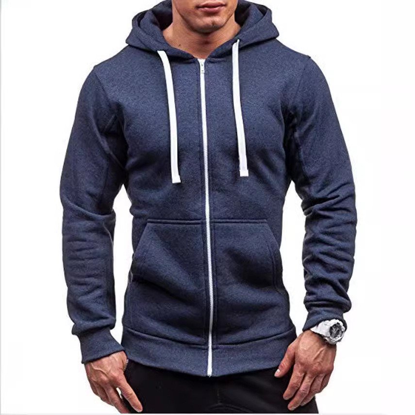 Full zipper outdoor men's knit solid color hoodies & sweatshirts men's spring autumn winter top fleece jacket