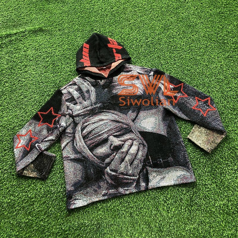 2023 Newest Design Custom Tapestry Clothing Blanket Men's Hoodies Streetshirt US Size Woven Men Hoodie