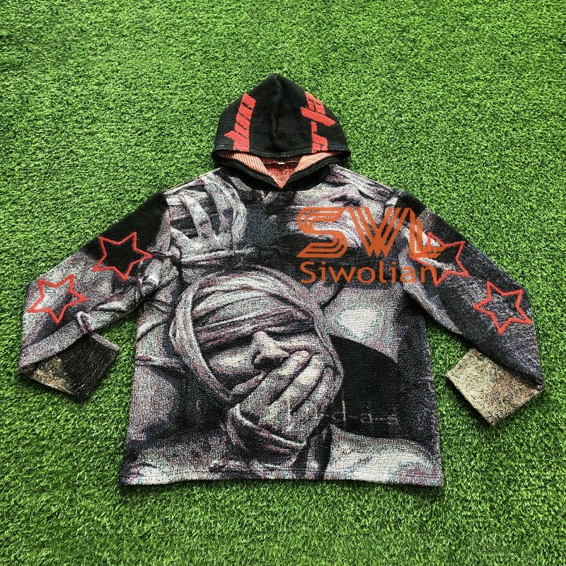 2023 Newest Design Custom Tapestry Clothing Blanket Men's Hoodies Streetshirt US Size Woven Men Hoodie