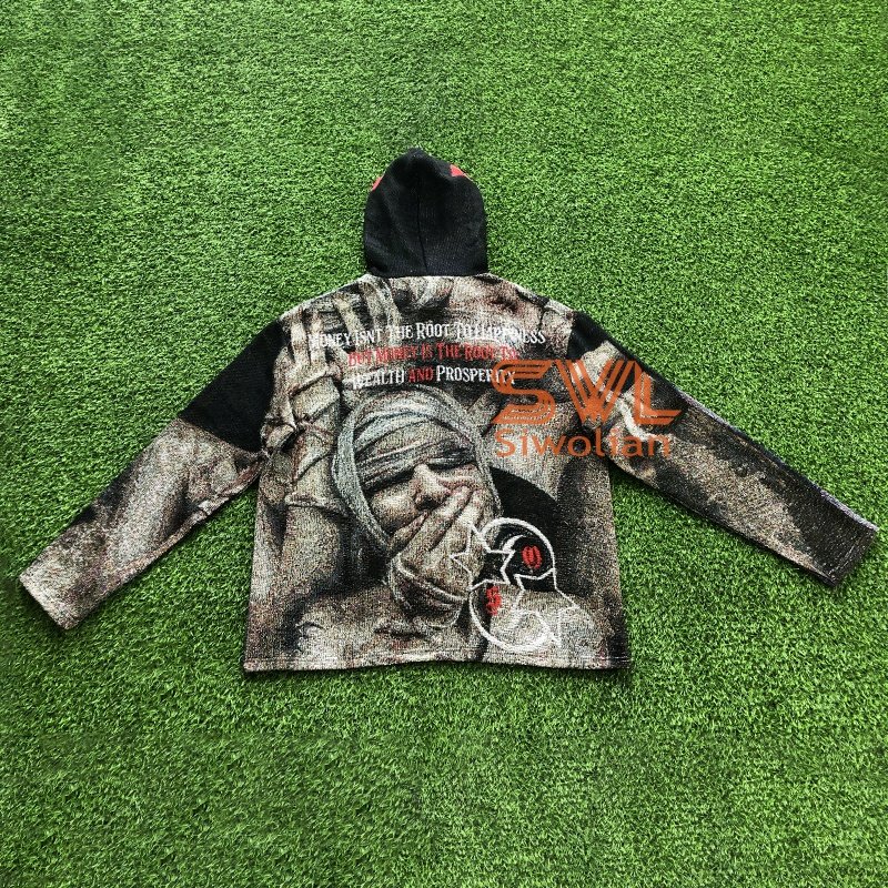 2023 Newest Design Custom Tapestry Clothing Blanket Men's Hoodies Streetshirt US Size Woven Men Hoodie