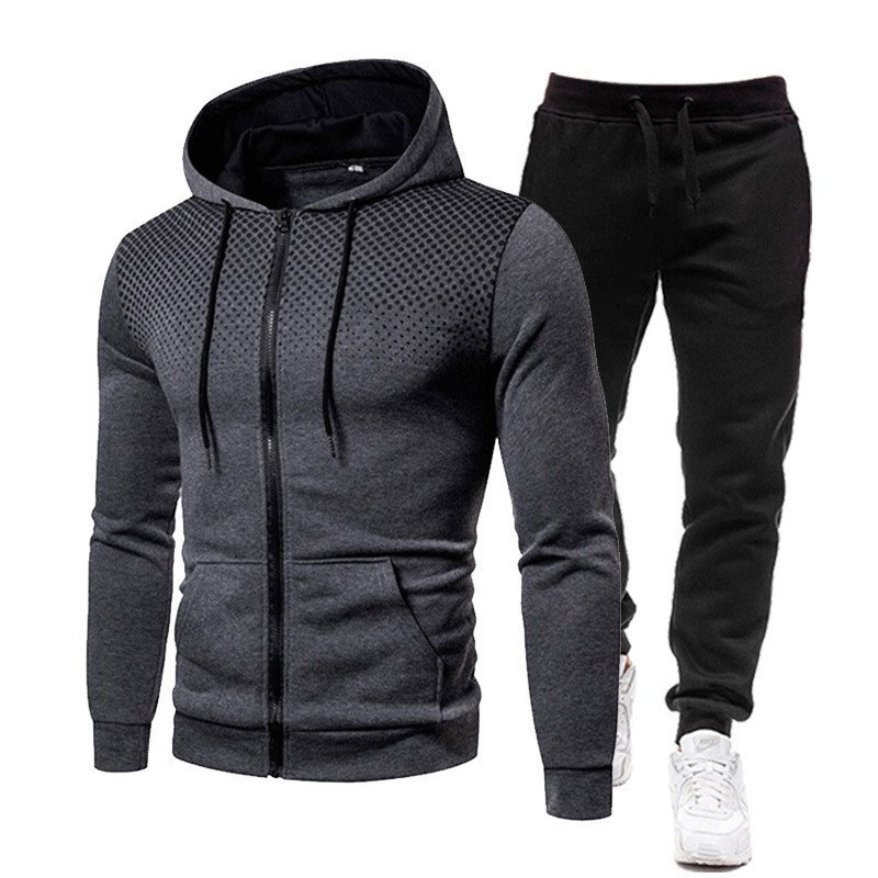 Men's Blank Winter Jacket Set Sport Drop Shoulder Hooded 2 Piece set Hoodies Joggers men wear Gym training & jogging suit
