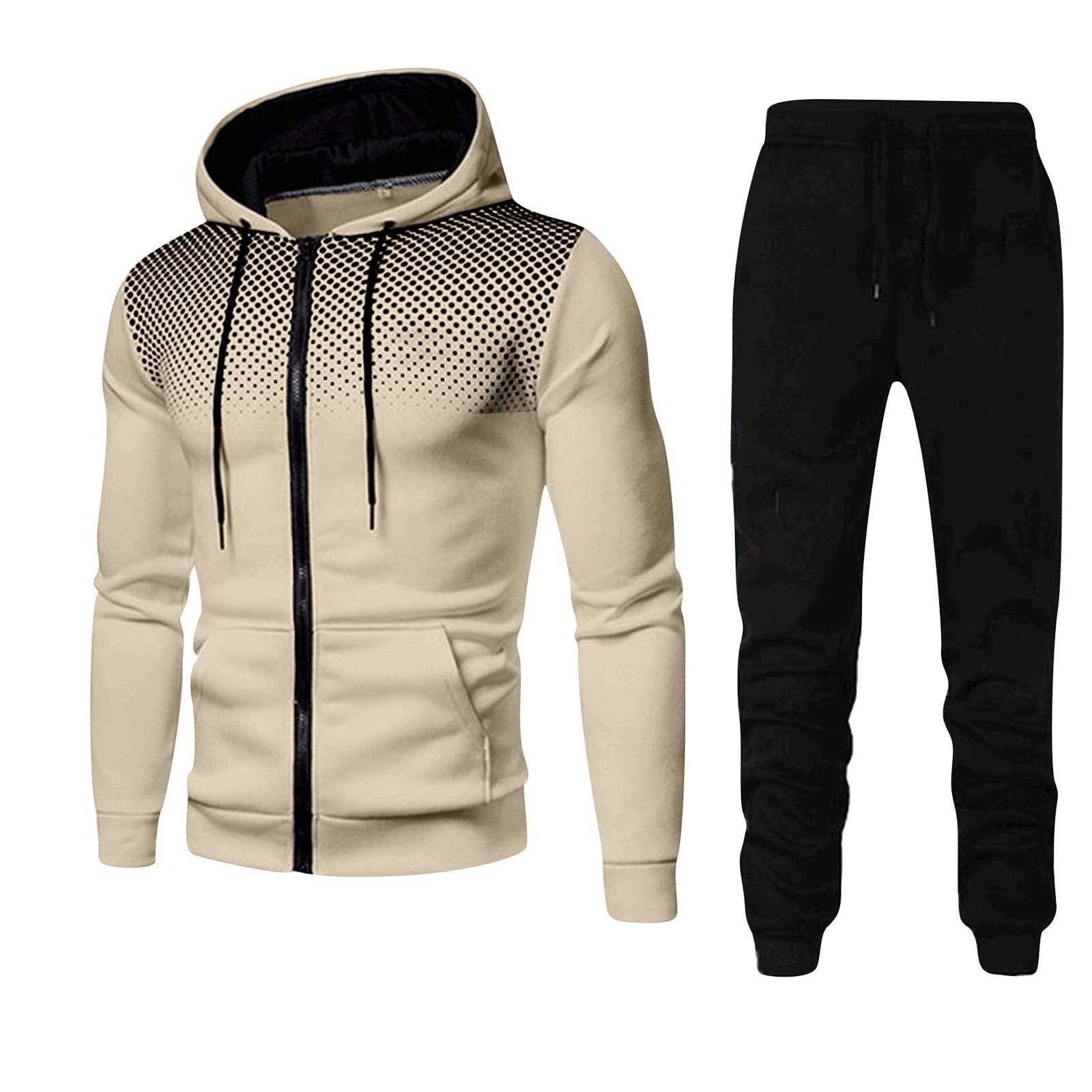 Men's Blank Winter Jacket Set Sport Drop Shoulder Hooded 2 Piece set Hoodies Joggers men wear Gym training & jogging suit