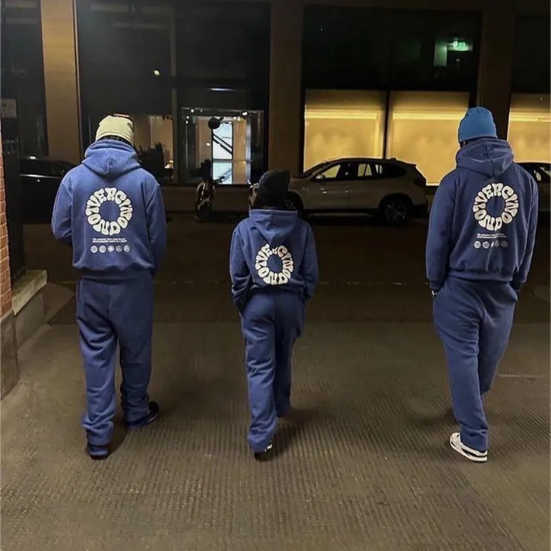 Clothing Manufacturer Sweatsuit Mens Heavyweight Tracksuits Sweatpants And Unisex Hoddie Custom Puff Printing Logo Hoodie Set