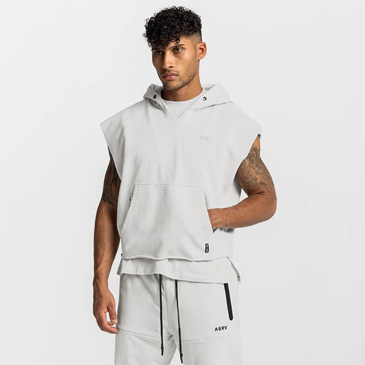 TT5024 Streetwear Custom Print Embroidered Logo Oversized Tank Top Mens Sleeveless Hoodies
