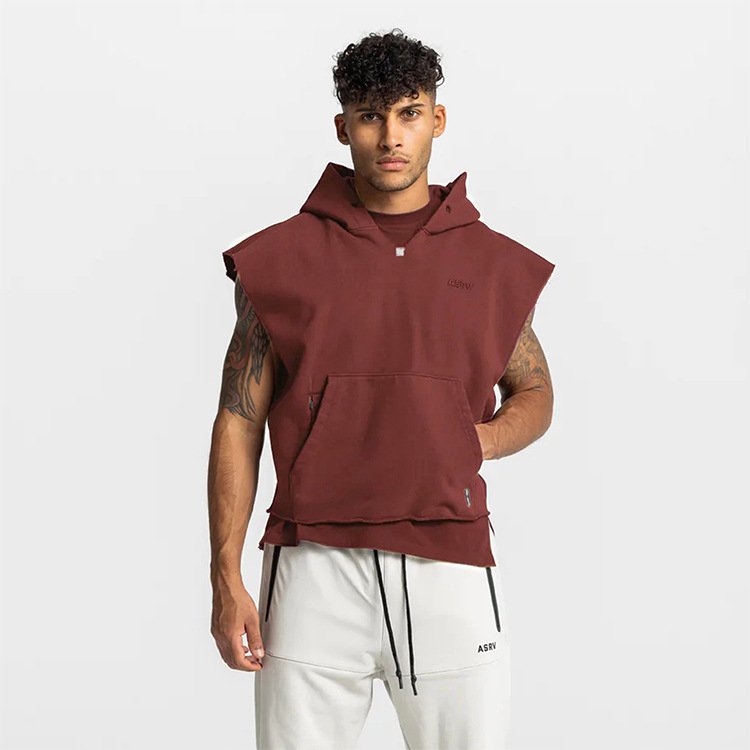 TT5024 Streetwear Custom Print Embroidered Logo Oversized Tank Top Mens Sleeveless Hoodies