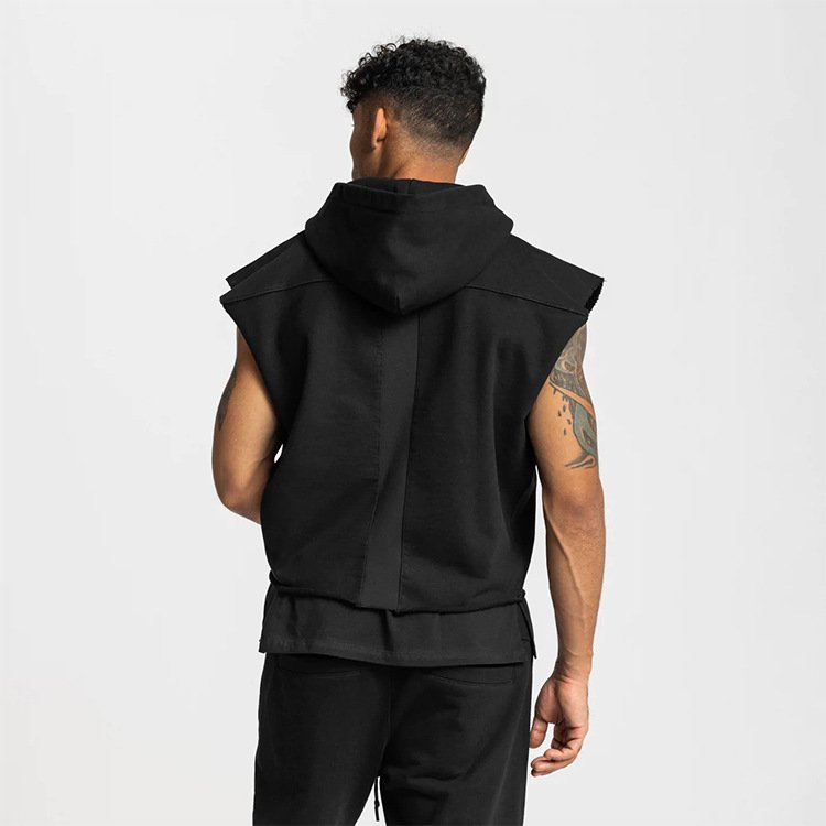 TT5024 Streetwear Custom Print Embroidered Logo Oversized Tank Top Mens Sleeveless Hoodies