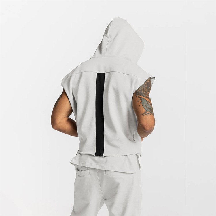 TT5024 Streetwear Custom Print Embroidered Logo Oversized Tank Top Mens Sleeveless Hoodies