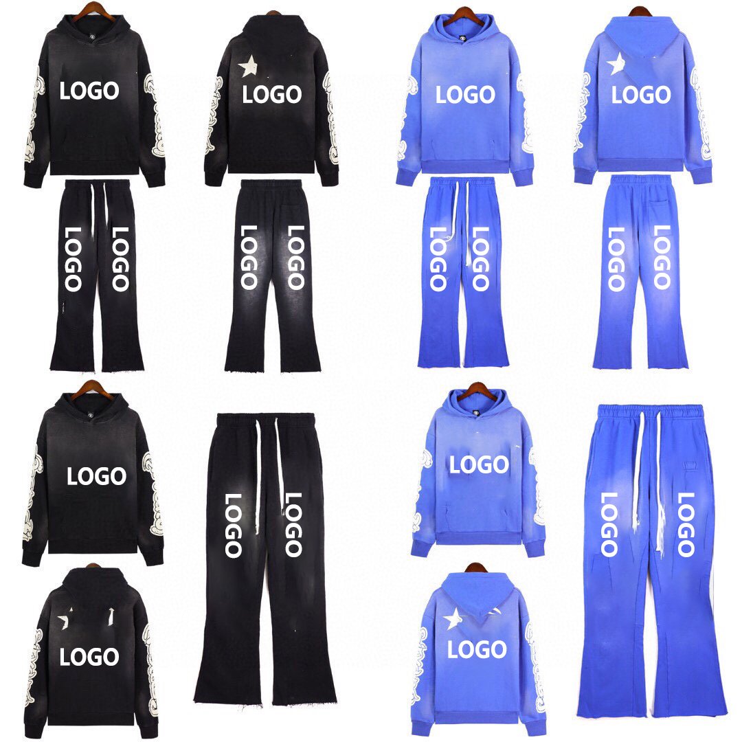 High Quality Luxury High Street Fashion Hello Acid Wash Star Logo Men's Hoodies & Sweatshirts