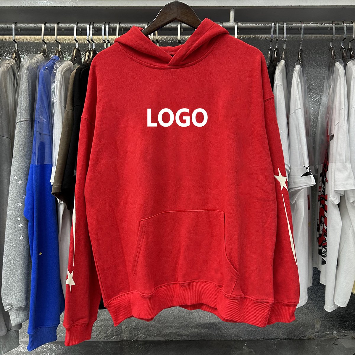 High Quality Luxury High Street Fashion Hello Acid Wash Star Logo Men's Hoodies & Sweatshirts