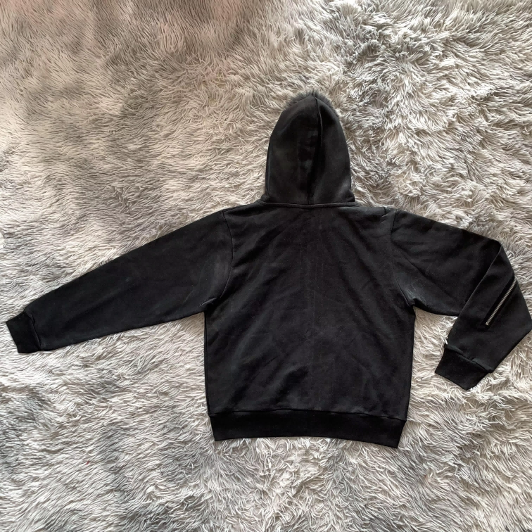 Wholesale Custom 100%Cotton Heavyweight Black Hoodies Vintage Stone Washed Oversized Distressed Detachable Fur Hoodie For Men