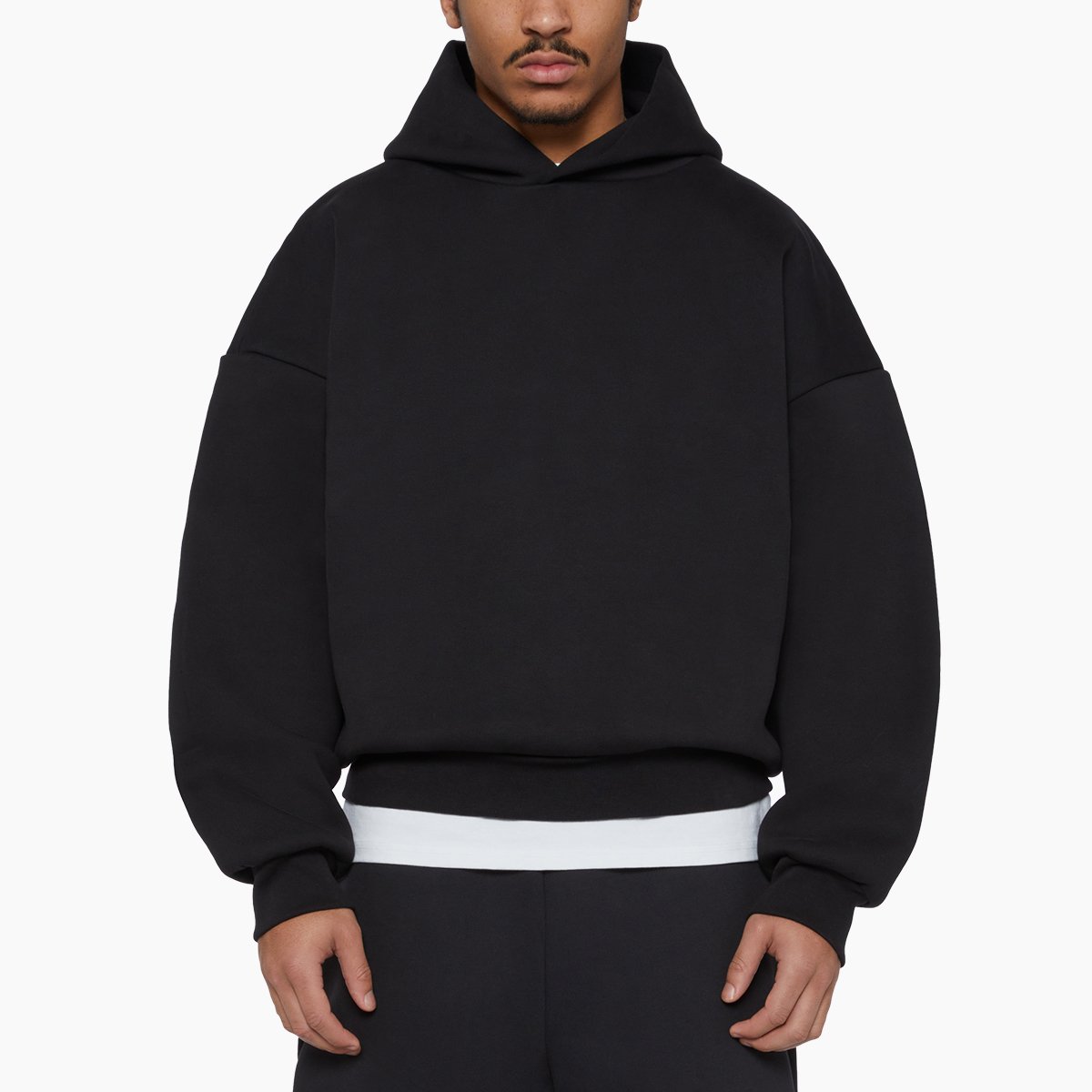 Custom logo heavyweight oversized men's 610 gsm cropped boxy fit hoodie