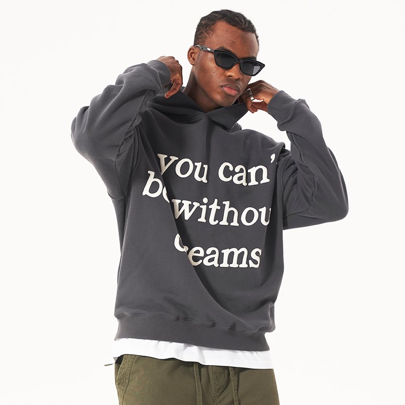Clothing manufacturers embroidery hoodie logo custom puff print oversized streetwear hoodies for men