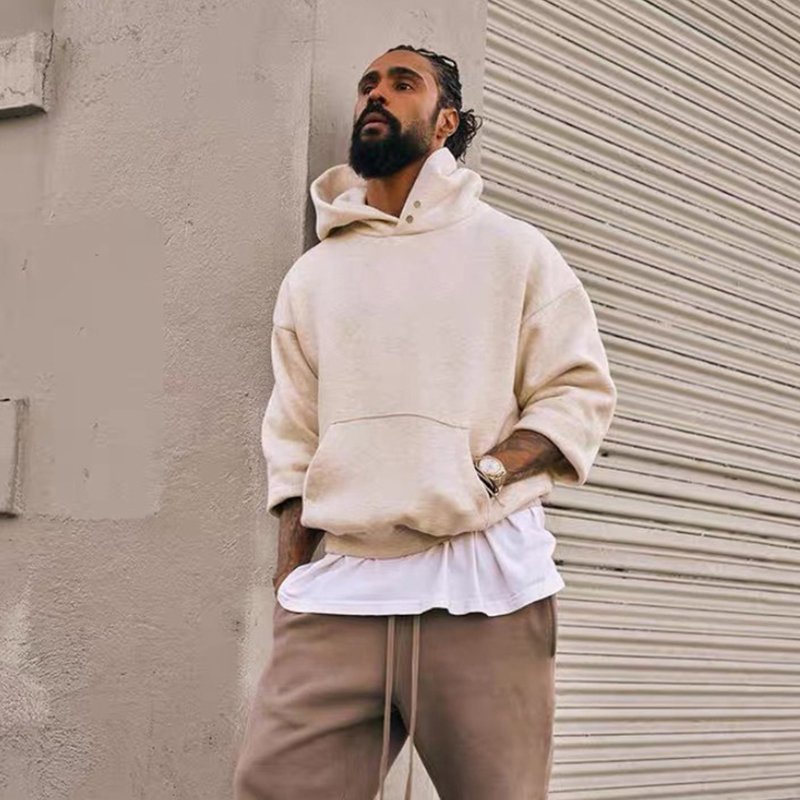 Wholesale Cotton Fleece Oversized Hoodie French Terry Pullover Heavyweight Hoodie Drop Shoulder Custom Men's Hoodies C07