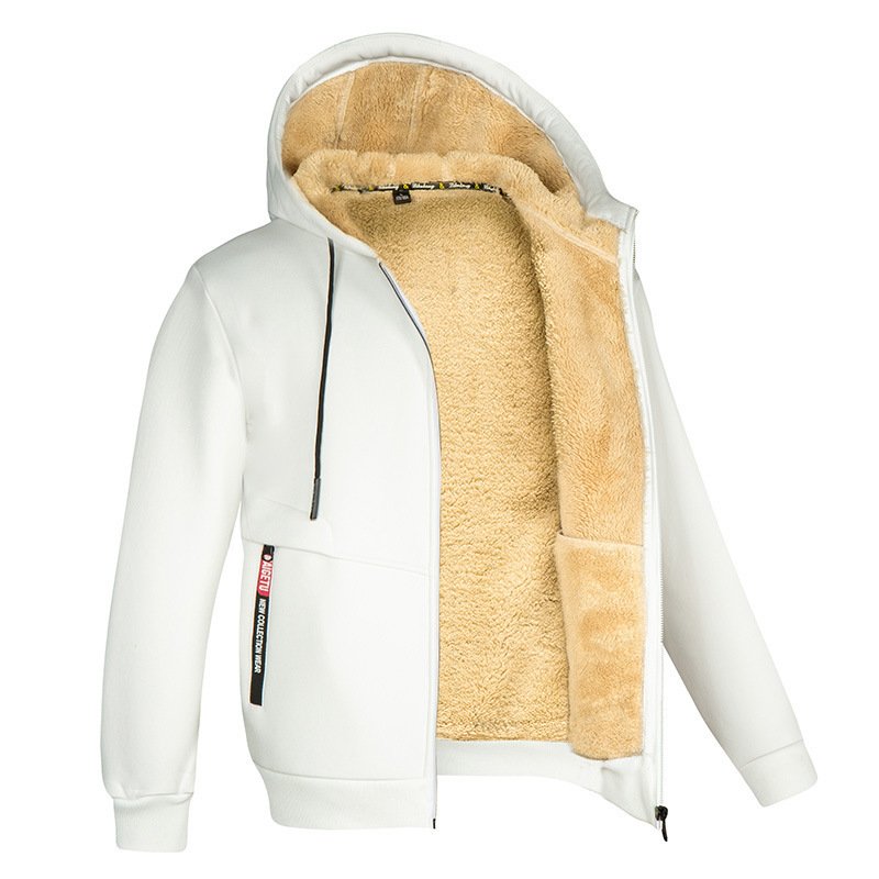 Hot sale winter men's hooded padded thickened lambswool cardigan sweater large size fashion Hoodie