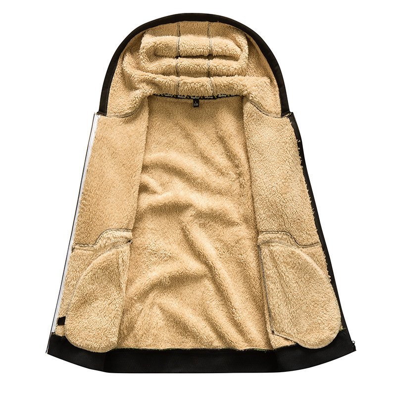Hot sale winter men's hooded padded thickened lambswool cardigan sweater large size fashion Hoodie