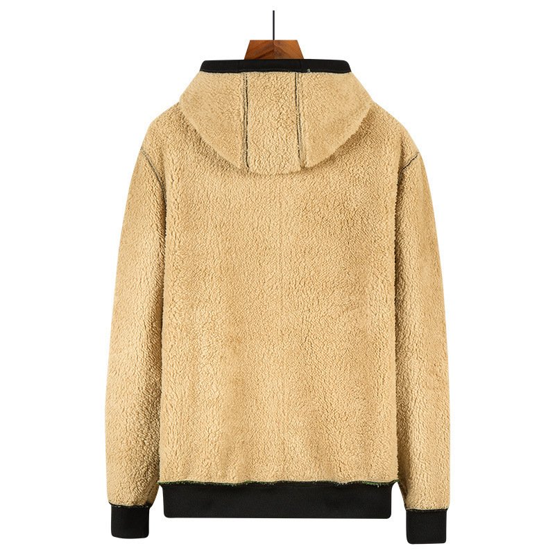 Hot sale winter men's hooded padded thickened lambswool cardigan sweater large size fashion Hoodie