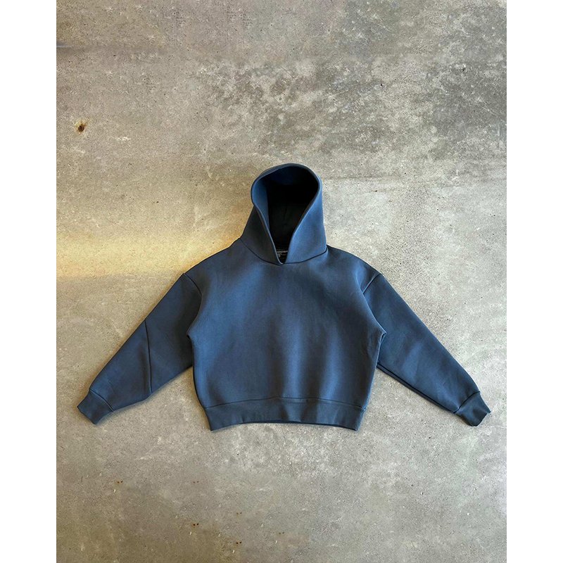 Custom Logo Clothe Brand 500gsm 600gsm Men's Fleece Hoodie Cotton Heavy Weight Drop Shoulder Oversize Boxy Fit Cropped Hoodies