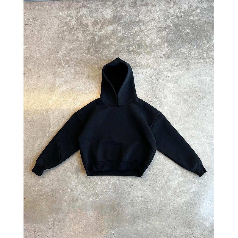 Custom Logo Clothe Brand 500gsm 600gsm Men's Fleece Hoodie Cotton Heavy Weight Drop Shoulder Oversize Boxy Fit Cropped Hoodies