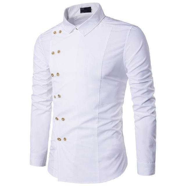 Double Breasted Men Shirts Long Sleeve Men Dress Shirt Plus Size Men's Dress Shirt Multicolor Office Wear Cotton Long Sleeve