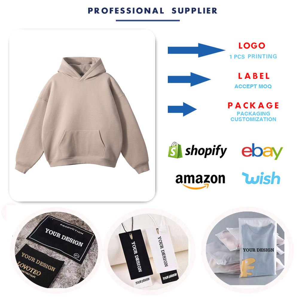 100% Cotton Blank Thick Fleece Heavy Weight Oversized Custom Print Logo Men's Hoodies & Sweatshirts