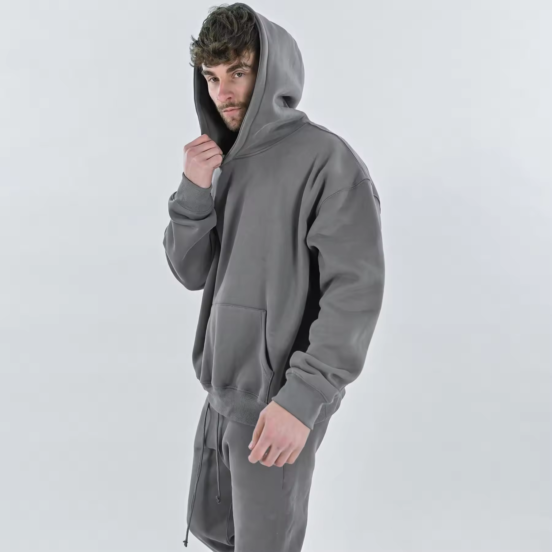 Fleece Unisex Thick Cotton Jogging Men'S Sweatsuits Casual Custom Logo Tracksuits With Hood Plain Hoodie And Joggers Set For Men