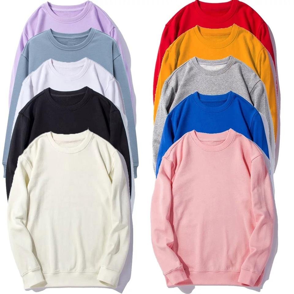 Oversized 100% polyester men's womens crewneck sweatshirts pullover long sleeve sublimation hoodies wholesale for hot printing