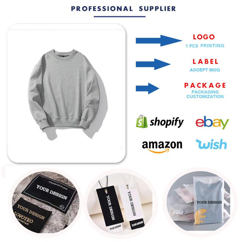 Oversized 100% polyester men's womens crewneck sweatshirts pullover long sleeve sublimation hoodies wholesale for hot printing