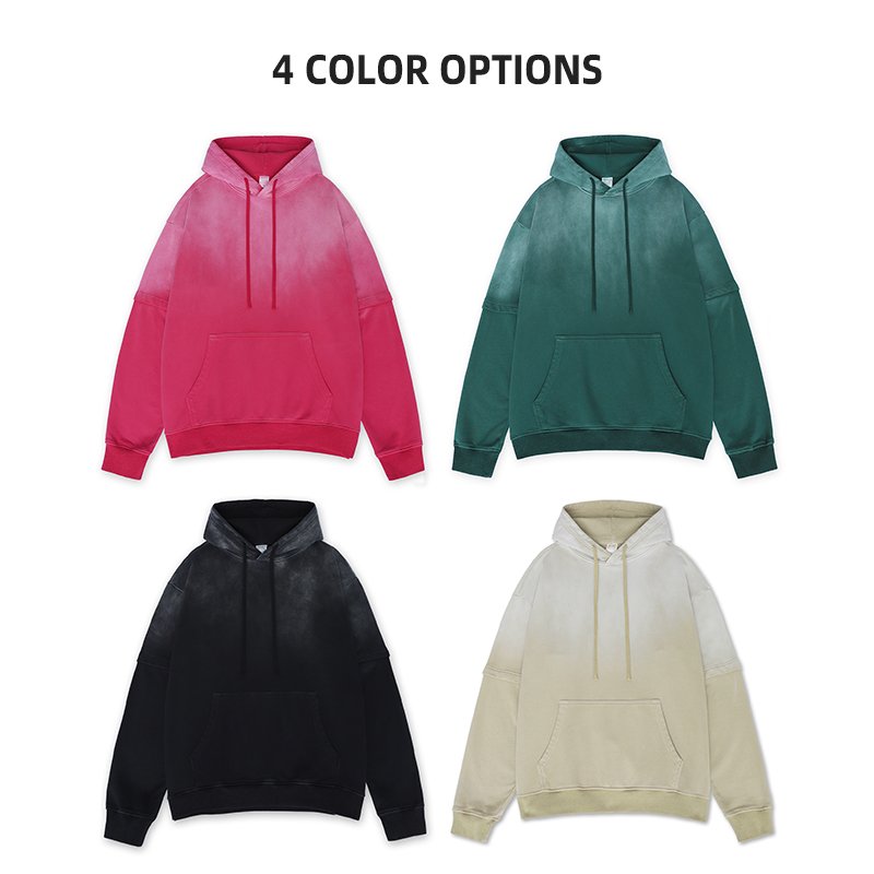 HIC OEM factory wholesale 380G wash printed embroidery blank custom hoodie pullover drop shoulder men's hoodies & sweatshirts