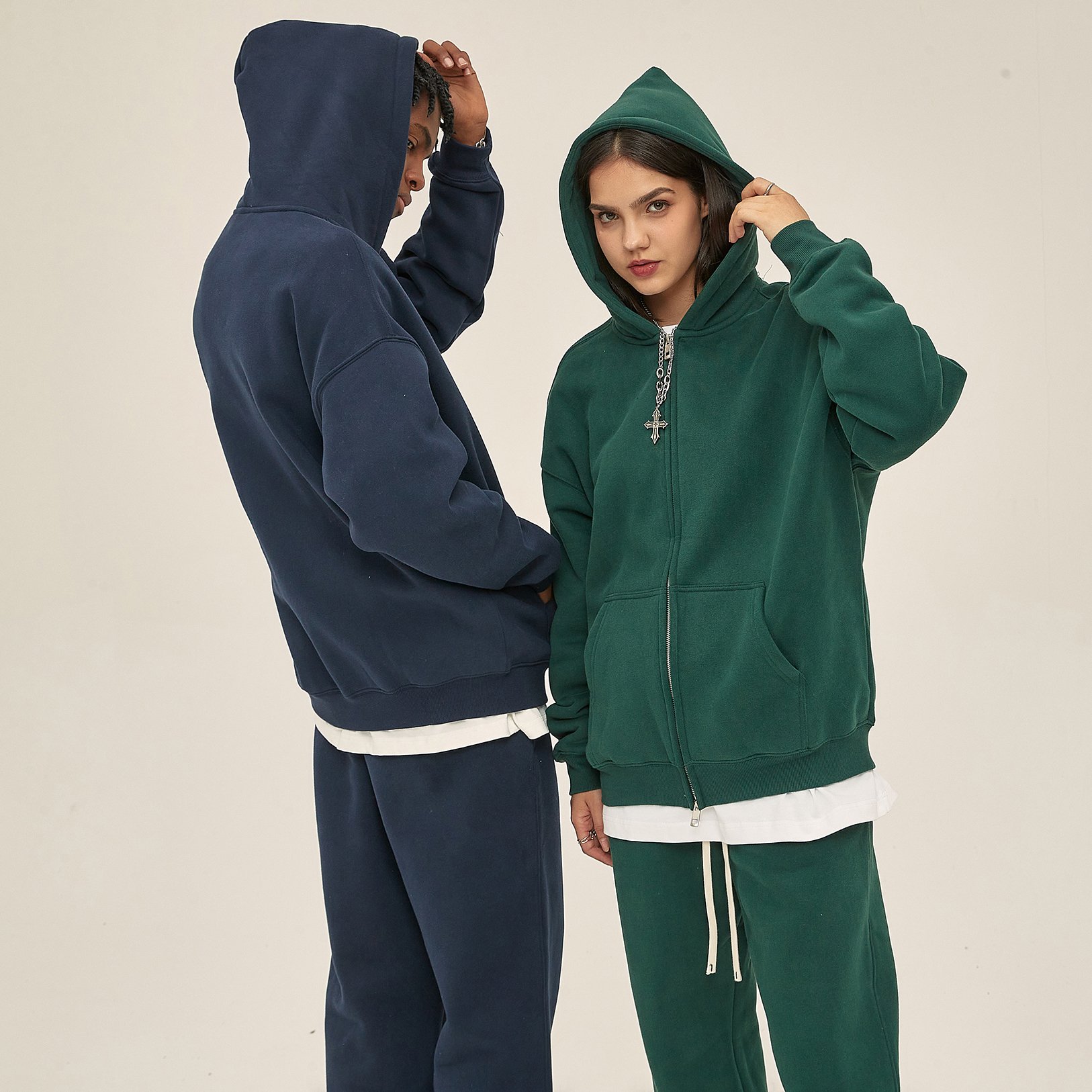 High Quality 2023 Metal Zipper 350G Velvet Mens Jackets Ribbed Cuff Custom Hoodie Long Sleeve Zip Up Hoodies