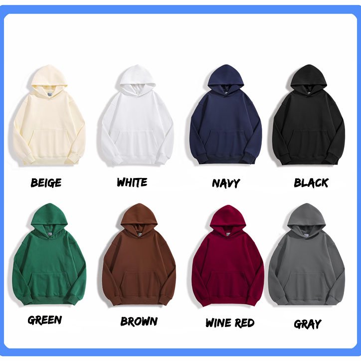 Winter Heavy Cotton 500gsm Fleece Warm Oversize Hoodies Add Embroidery Logo High Quality Casual Pure Color Men's Cotton Hoodies
