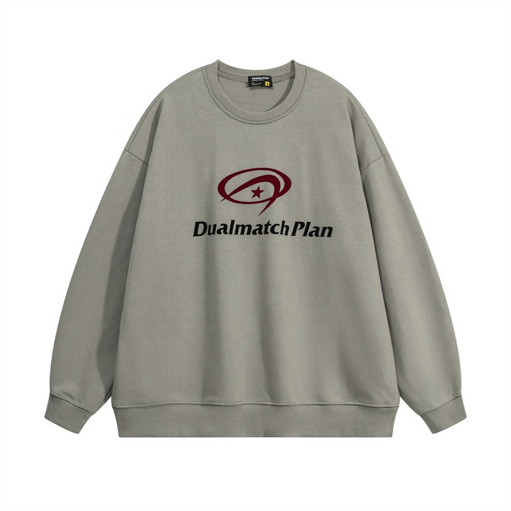 Custom winter men's circle neck printed cotton hoodie youth long sleeve casual sports hoodie
