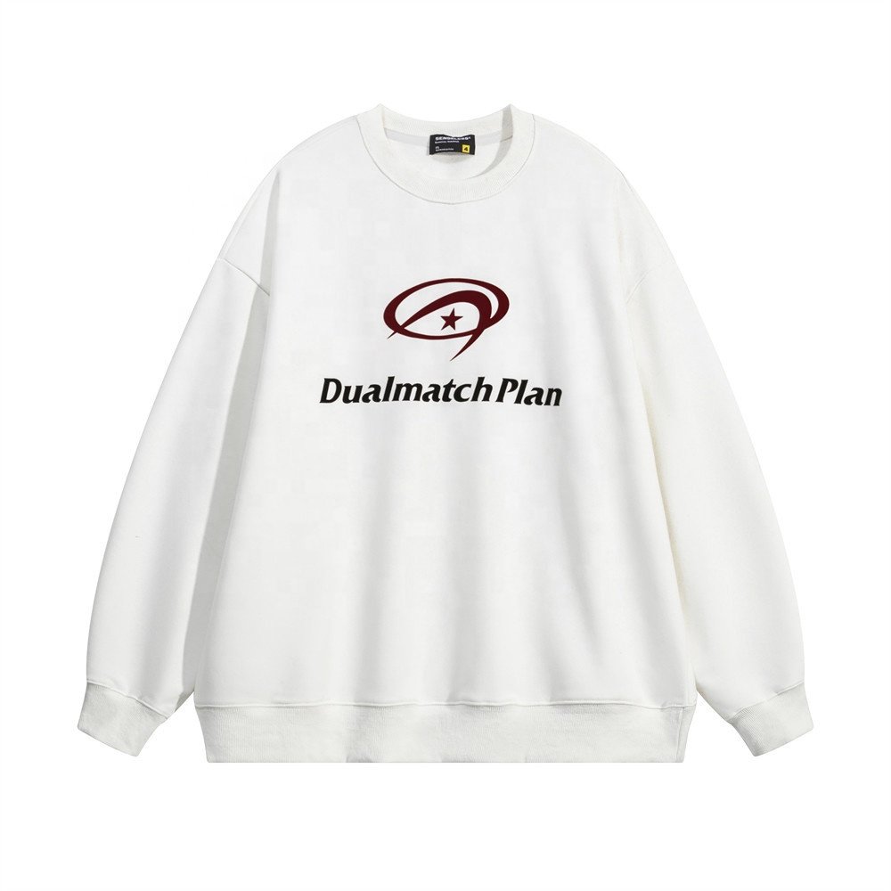 Custom winter men's circle neck printed cotton hoodie youth long sleeve casual sports hoodie