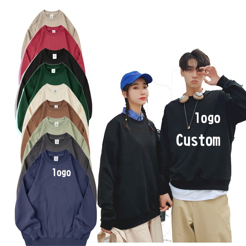 Custom High Quality 350gsm Oversized 100% Cotton Pullover Plus Size Fashion Streetwear Fitted Sweatshirt for men