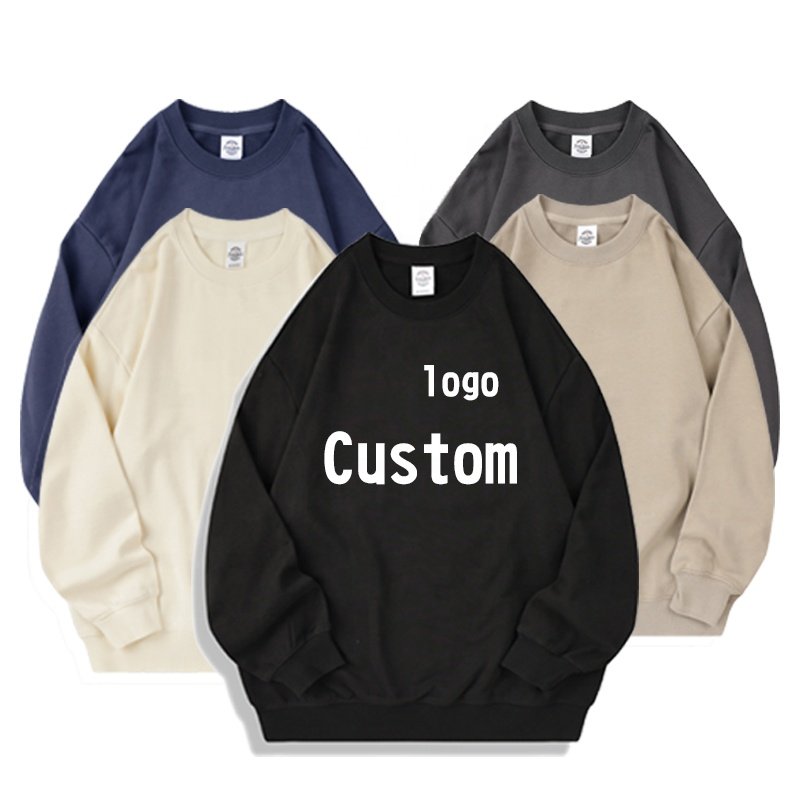 Custom High Quality 350gsm Oversized 100% Cotton Pullover Plus Size Fashion Streetwear Fitted Sweatshirt for men