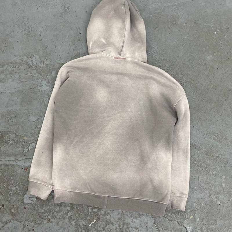 YSJY Custom Acid Washed Zip up Hoodies Vintage Streetwear Casual Men's Sweatshirts Hoodie