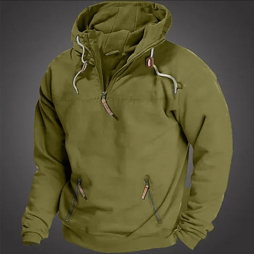 Cropped zip up hoodie Men's half zip hooded solid color hoodie youth sports casual loose men's hoodies customizable