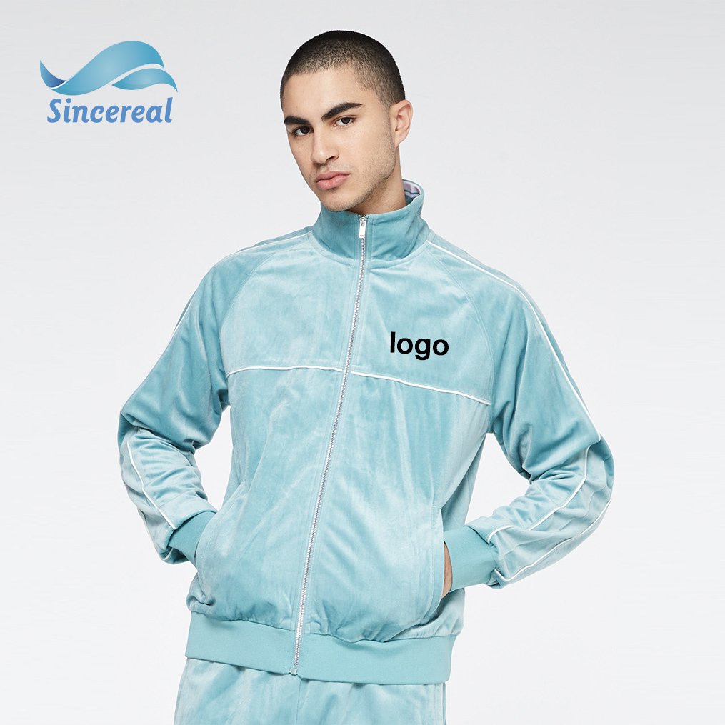 Custom logo Luxury High Quality Men Velvet Sweatsuit 2 piece set casual velour tracksuit sportswear Set for mens